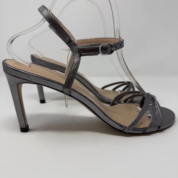 Stuart Weitzman Starla Strappy Sandal Heels Women's 9 Gunmetal Dark Silver NWOB - Picture 3 of 14